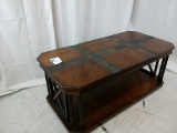 INDUSTRIAL STYLE WOOD AND STONE TABLE