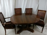 ETHAN ALLEN BROWN OVAL TABLE WITH 4 CHAIRS