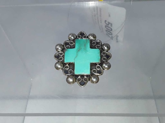 Sterling Carsi Turquoise Cross Pendant 15g(0.5oz)