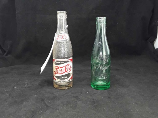 2 Vintage Soda Bottles Dr. Pepper/Pepsi