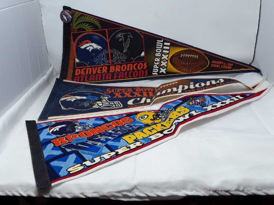 3 BRONCOS SUPERBOWL PENNENTS & PIN
