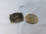 2 BELT BUCKLES - 1 SOLID BRASS - COWBOY STYLE