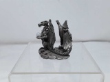PEWTER WIZARD W/ DRAGON - SIGNED