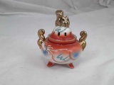 HAND PAINTED 3 FOOTED POTPOURRI BOWL W/ LID