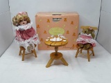 13 PIECE DOLL WITH TEA SET - DOLL IS CERAMIC