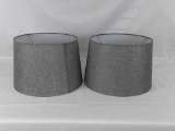 PAIR OF BLUE/GRAY CANVAS LAMPSHADES