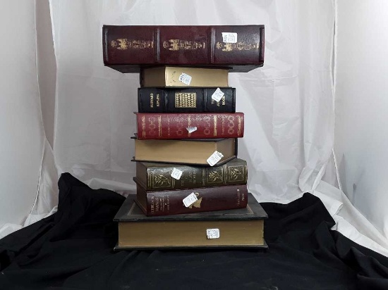 STACK OF FAUX BOOKS END TABLE