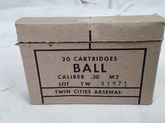 1 BOX OF BALL .30 CALIBER AMMO