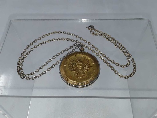 Scorpio Zodiac Coin Pendant & Chain