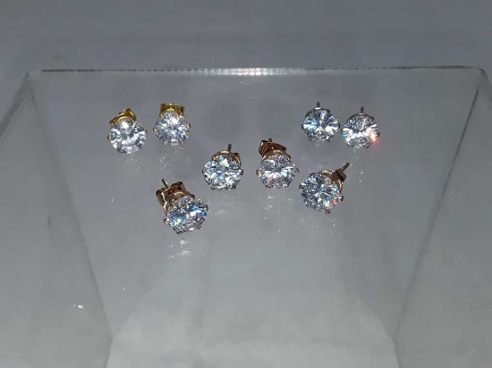CZ Stud Earrings in Rosetone, Goldtone, Silvertone