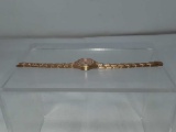 Rosetone Watch with Base Metal Bezel & Clear Stone