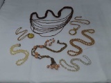 Goldtone & Pearly Necklace Collection of 7