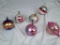 6 VINTAGE GLASS BALL CHRISTMAS ORNAMENTS