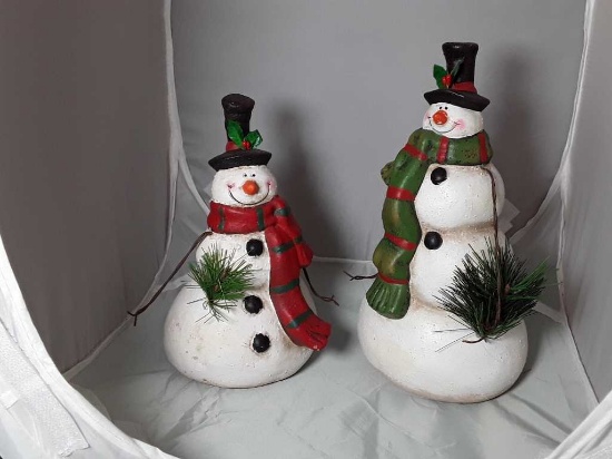 PAIR OF CERAMIC SNOWMEN