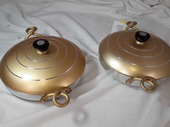 Mid Mod Wear-Ever V-900 Aluminum Copper Pans