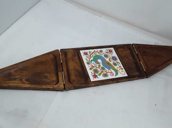 Vintage Ceramic Tile Folding Wooden Cheese Board