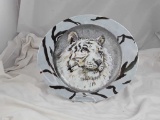 HAND PAINTED PLATER W/TIGER MOTIF