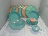 Retro Pink & Blue Melmac Dishes 16 Pieces