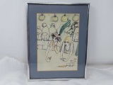 Framed Watercolor and Pen by Geranium James