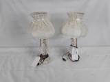 PAIR OF PORCELAIN VICTORIAN DRESSED LAMPS