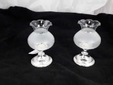 PAIR OF SILVER PLATED VOTIVE STANDS W/GLOBES