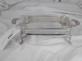 FOOTED SILVER PLATED SERVER W/PYREX INSERT 13