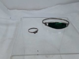 Sterling Silver Malachite Bracelet & Ring  TW: 5g