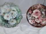 2 HANDPAINTED LARGE PLATES W/FLORAL DESIGNS