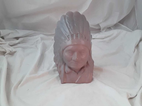 VAN BRIGGLE SITTING BULL DUSTY ROSE BUST 1984