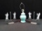 2 METAL CANDLE HOLDERS & LAMP TEAL IN COLOR