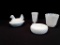 4 PIECES OF MILK GLASS, 2 W/HOBNAIL DESIGN