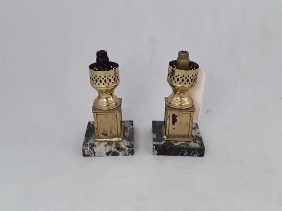 2 CANDLE LAMPS WITH MARBLE BASE