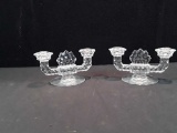 PAIR OF FOSTORIA AMERICAN DOUBLE ARM CANDLE HDRS