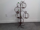 3' TALL METAL TREE HOLDING 5 PUMPKIN CANDLE HOLDER