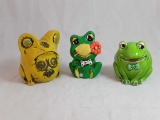 3 VINTAGE FROG PIGGY BANKS MADE IN JAPAN