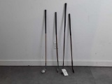 4 VINTAGE WOOD HANDLE GOLF CLUBS