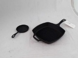 2 CAST IRON PANS, 5' SKILLET & LODGE GRILL PAN