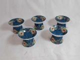 5 HANDPAINTED ASIAN SMALL BOWLS/CANDLE HOLDERS