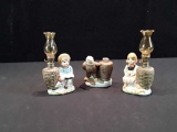 3 VTG MINIATURE OIL LAMPS, BOY, GIRL, & EAGLE