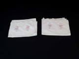 SET EMBROIDERED PILLOWCASES W/PINK FLOWERS
