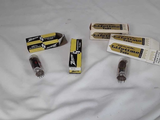 4 VINTAGE TUBES IN ORIG BOX, ZENITH & REALITIC