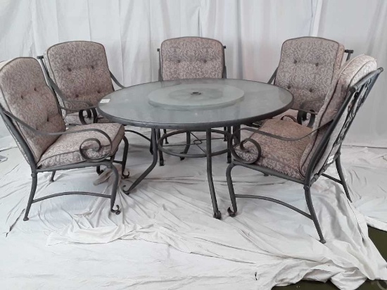 Metal Outdoor Table & 5 Chairs-Leaf Design