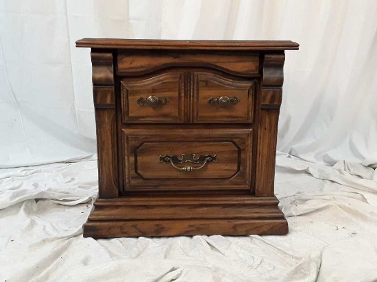 BEDSIDE TABLE W/2 DRAWERS BRASS COLORED HARDWARE