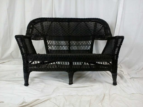 Black Wicker Outdoor Loveseat