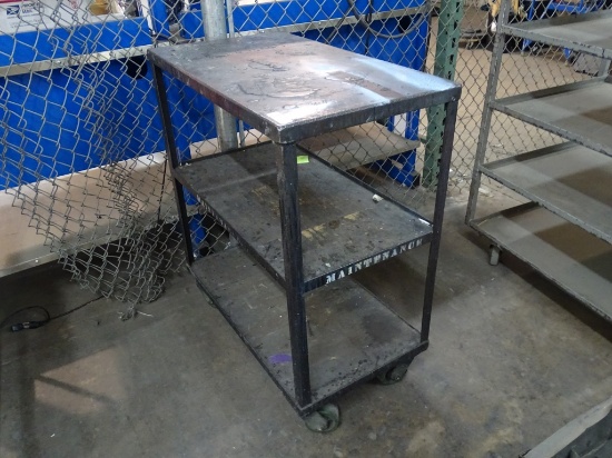 HEAVY DUTY 3 SHELF METAL ROLLING CART.