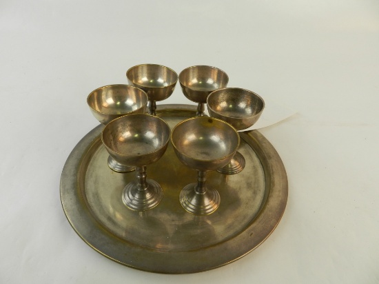 6 METAL CORDIAL CUPS MADE IN INDIA 3"H