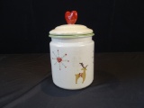 COOKIE JAR WITH REINDEER & HEART SNOWFLAKES