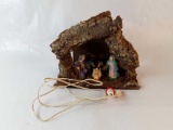 NATIVITY SET IN WOODEN HOUSE