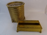 METALLIC GOLD TRASH BIN/ NAPKIN HOLDER