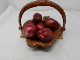 WOODEN  COLLAPSABLE BASKET W/ APPLES